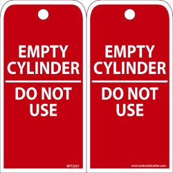 NMC RPT35ST Empty Cylinder, Do Not Use Tag, 6" x 3", Synthetic Paper w/ 1 Top Center Hole, Zip Ties Included, 25/Pk