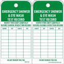 NMC RPT37ST Emergency Shower & Eye Wash Test Record Tag (Hole), 6" x 3", Synthetic Paper, 25/Pk