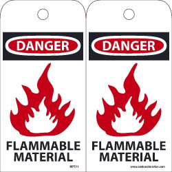 NMC RPT Danger, Flammable Material Tag, 6" x 3", Unrippable Vinyl, 25/Pk