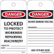 NMC RPT Danger, Locked To Protect Workmen Repairing Machinery Tag, 6" x 3", Unrippable Vinyl, 25/Pk