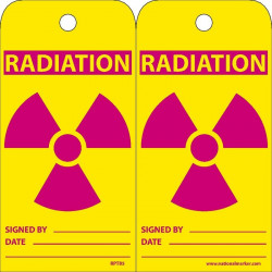 NMC RPT Radiation Tag, 6" x 3", Unrippable Vinyl, 25/Pk