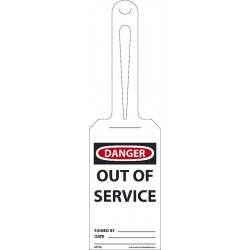 NMC RPTH6 Danger, Out Of Service EZ Hang Tag, Self Fastening, 11.25" x 3.25", Unrippable Vinyl, 25/Pk