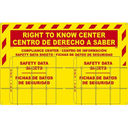 NMC RTK81BI Right To Know Center (Bilingual), 20" x 31", 2 Baskets, Red On Yellow