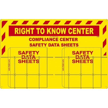 NMC RTK82 Right To Know Center, 20" x 31", 2 Baskets, Red On Yellow