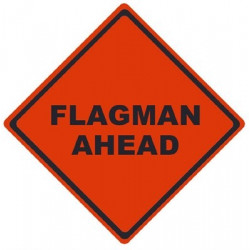NMC RU Flagman Ahead, Traffic Roll-Up Sign
