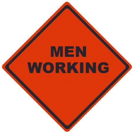NMC RU Men Working, Traffic Roll-Up Sign
