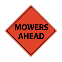 NMC RU Mowers Ahead, Traffic Roll-Up Sign