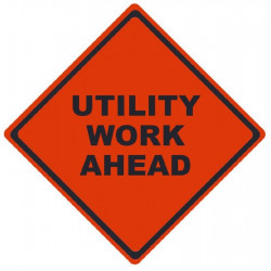 NMC RU Utility Work Ahead, Traffic Roll-Up Sign