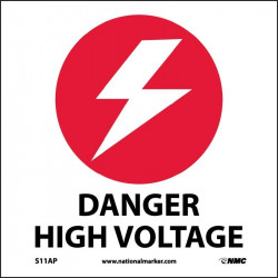 NMC S11AP Danger High Voltage Label, 4" x 4", Adhesive Backed Vinyl, 5/Pk
