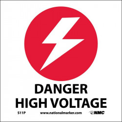 NMC S11 Danger High Voltage Sign w/ Graphic, 7" x 7"