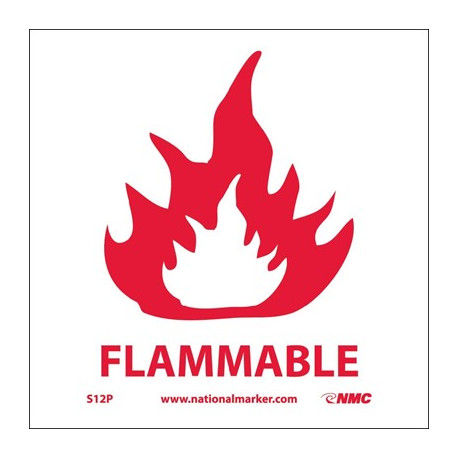 NMC S12 Flammable Sign w/ Graphic, 7" x 7"
