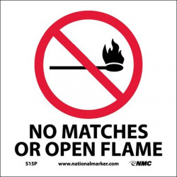 NMC S15 No Matches Open Flame Sign w/ Graphic, 7" x 7"