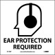 NMC S17AP Ear Protection Required Label (Graphic), 4" x 4", Adhesive Backed Vinyl, 5/Pk