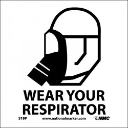 NMC S19 Wear Your Respirator Sign w/ Graphic, 7" x 7"