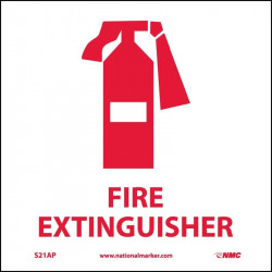 NMC S21AP Fire Extinguisher Label (Graphic), 4" x 4", Adhesive Backed Vinyl, 5/Pk