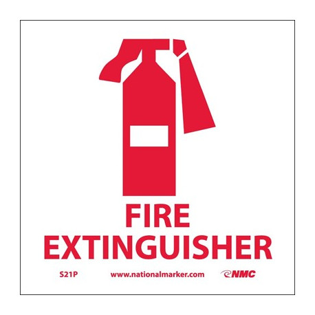 NMC S21 Fire Extinguisher Sign w/ Graphic, 7" x 7"