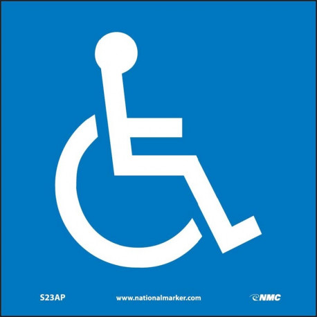NMC S23AP Handicapped Symbol Label, 4" x 4", Adhesive Backed Vinyl, 5/Pk