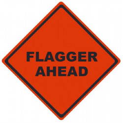 NMC RU Flagger Ahead, Traffic Roll-Up Sign