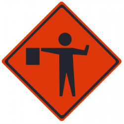 NMC RU Flagger Ahead, Traffic Roll-Up Sign, (Graphic)