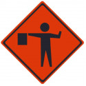NMC RU Flagger Ahead, Traffic Roll-Up Sign, (Graphic)