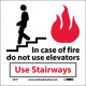 NMC S31 In Case Of Fire Do Not Use Elevators Sign w/ Graphic, 7" x 7"