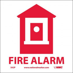 NMC S42 Fire Alarm Sign w/Graphic, 7" x 7"