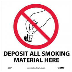 NMC S44 Deposit Smoking Materials Here Sign w/ Graphic, 7" x 7"