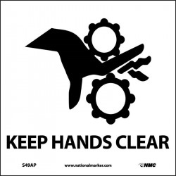 NMC S49AP Keep Hands Clear Label (Graphic), 4" x 4", Adhesive Backed Vinyl, 5/Pk