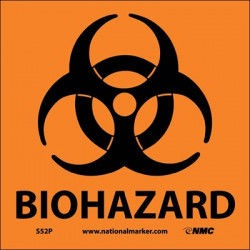 NMC S52 Biohazard Sign w/Graphic, 7" x 7"