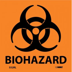NMC S52RL Biohazard Labels, 3" x 3", PS Paper, 500/Roll