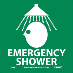 NMC S54 Emergency Shower Sign w/ Graphic, 7" x 7"