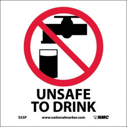 NMC S55 Unsafe To Drink Sign w/ Graphic, 7" x 7"