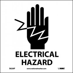 NMC S62AP Electrical Hazard Label (Graphic), 4" x 4", Adhesive Backed Vinyl, 5/Pk