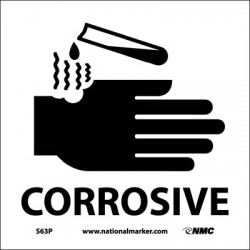 NMC S63 Corrosive Sign w/ Graphic, 7" x 7"