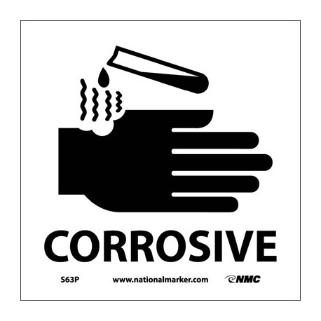 NMC S63 Corrosive Sign w/ Graphic, 7" x 7"