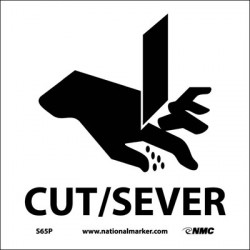 NMC S65 Cut/Sever Sign w/ Graphic, 7" x 7"