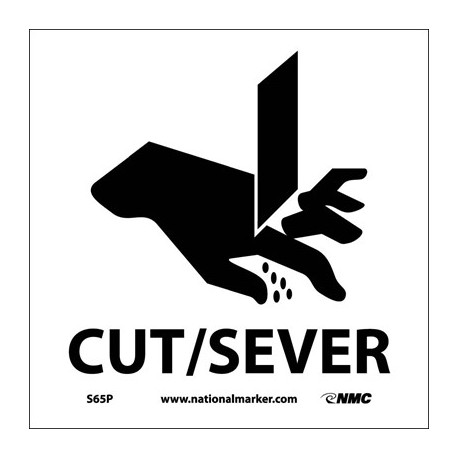 NMC S65 Cut/Sever Sign w/ Graphic, 7" x 7"
