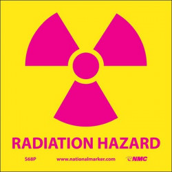 NMC S68 Radiation Hazard Sign w/ Graphic, 7" x 7"