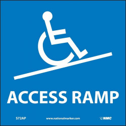 NMC S72AP Access Ramp Label (Graphic), 4" x 4", Adhesive Backed Vinyl, 5/Pk