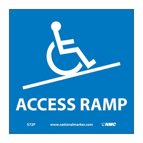 NMC S72 Access Ramp Sign w/ Graphic, 7" x 7"
