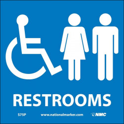 NMC S75 Restrooms Sign w/ Graphic, 7" x 7"
