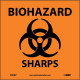 NMC S90AP Biohazard Sharps Label (Graphic), 4" x 4", Adhesive Backed Vinyl, 5/Pk