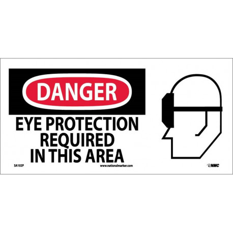 NMC SA102 Danger, Eye Protection Required In This Area Sign w/ Graphic, 7" x 17"