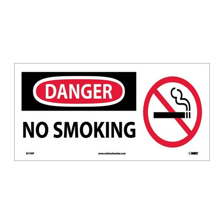 NMC SA106 Danger, No Smoking Sign w/Graphic, 7" x 17"