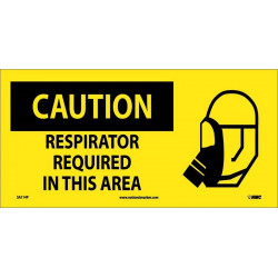 NMC SA114 Caution, Respirator Required In This Area Sign w/ Graphic, 7" x 17"