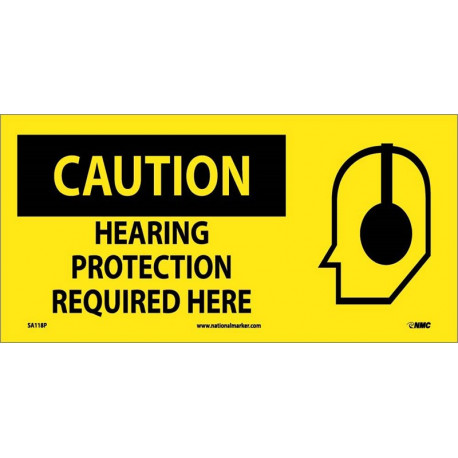 NMC SA118 Caution, Hearing Protection Required Here Sign w/ Graphic, 7" x 17"