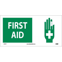 NMC SA119 First Aid Sign w/ Graphic, 7" x 17"