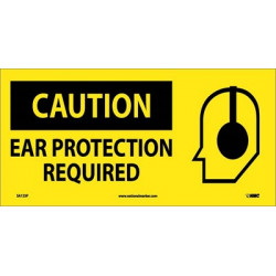 NMC SA123 Caution, Ear Protection Required Sign w/ Graphic, 7" x 17"