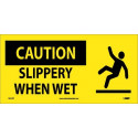NMC SA143 Caution, Slippery When Wet Sign w/ Graphic, 7" x 17"