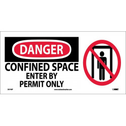 NMC SA146 Danger, Confined Space Enter By Permit Only Sign w/ Graphic, 7" x 17"